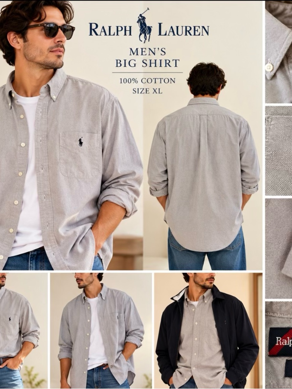 Ralph Lauren Men’s Light Gray Oxford Button-Down Shirt XL